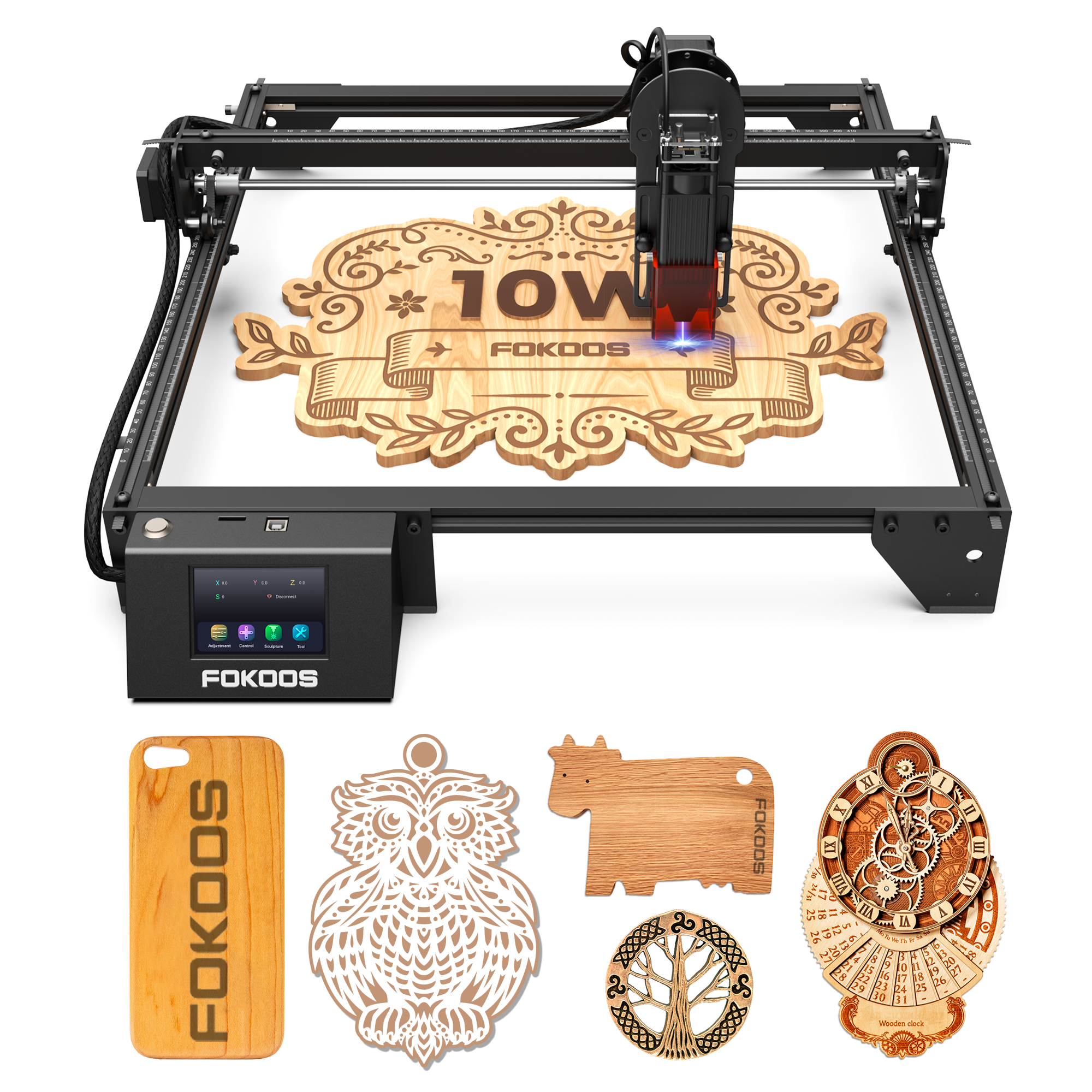 FOKOOS FE10 Laser Engraver, 10W Output Laser Engraving Machine with 3.5