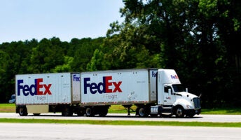 FedEx truck on road