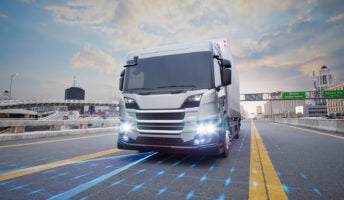 Self-driving truck on the road