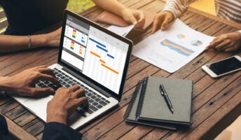 Person working on project management software