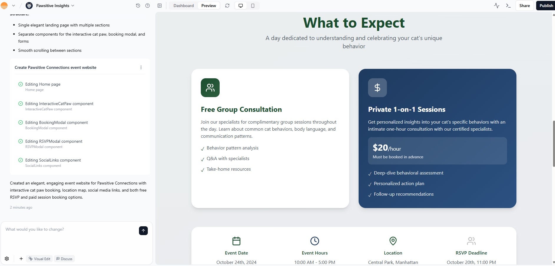 A website generated by Base44 through natural language prompting. Source: Tech.co Testing