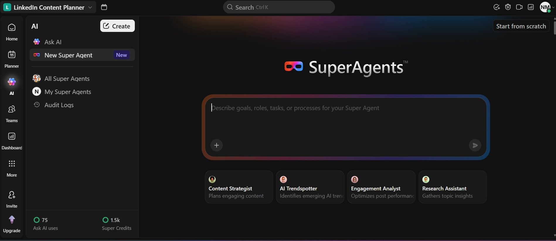 ClickUp AI superagents home page