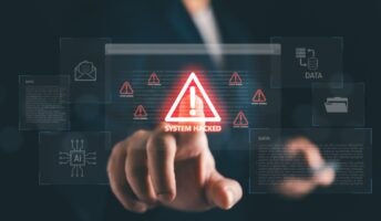 finger pointing to system hacked logo