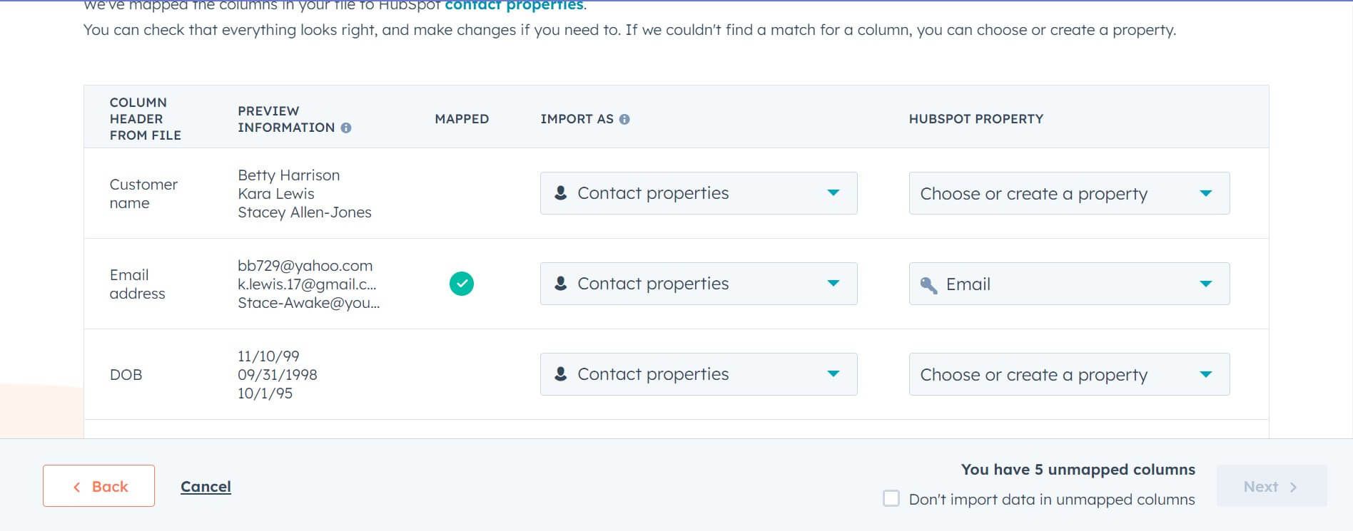 Hubspot Customer Data Import