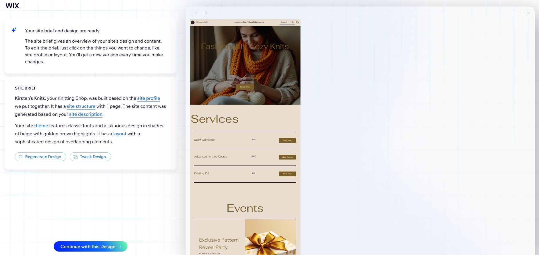 Wix AI Initial Website Design Option. Source: Tech.co