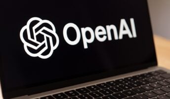 OpenAI logo on laptop