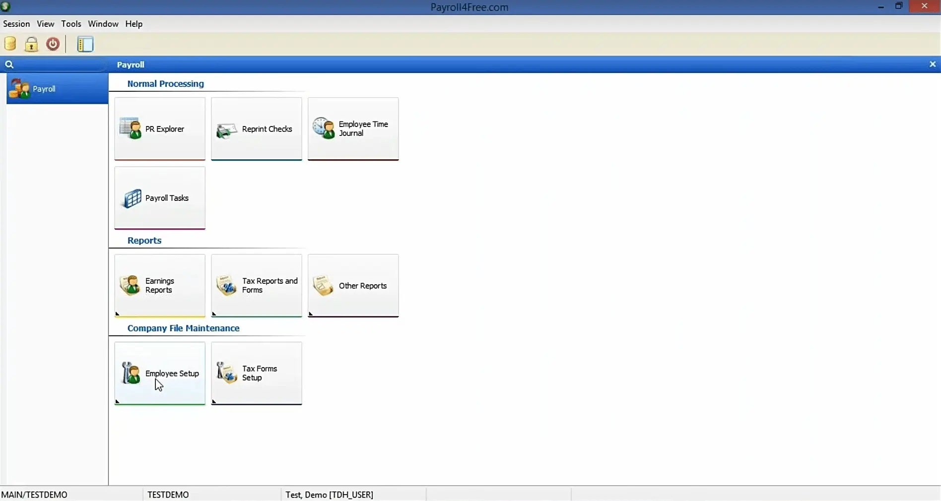 Payroll4free: home screen