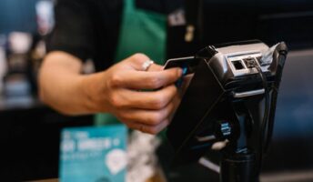 A POS machine in a cafe