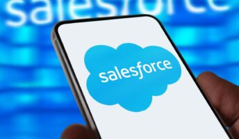 Salesforce logo on a phone