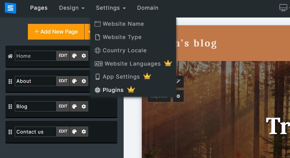 Site123 blocking features for upgrade Souce: Tech.co testing
