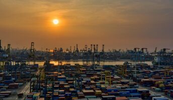 Sunset on a shipping operation