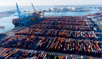 Cargo containers on lot