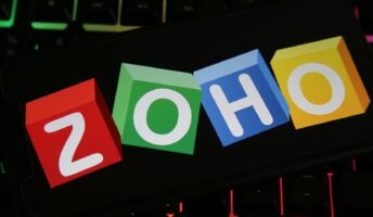 Zoho logo on keyboard