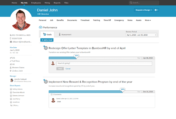 BambooHR user profile info