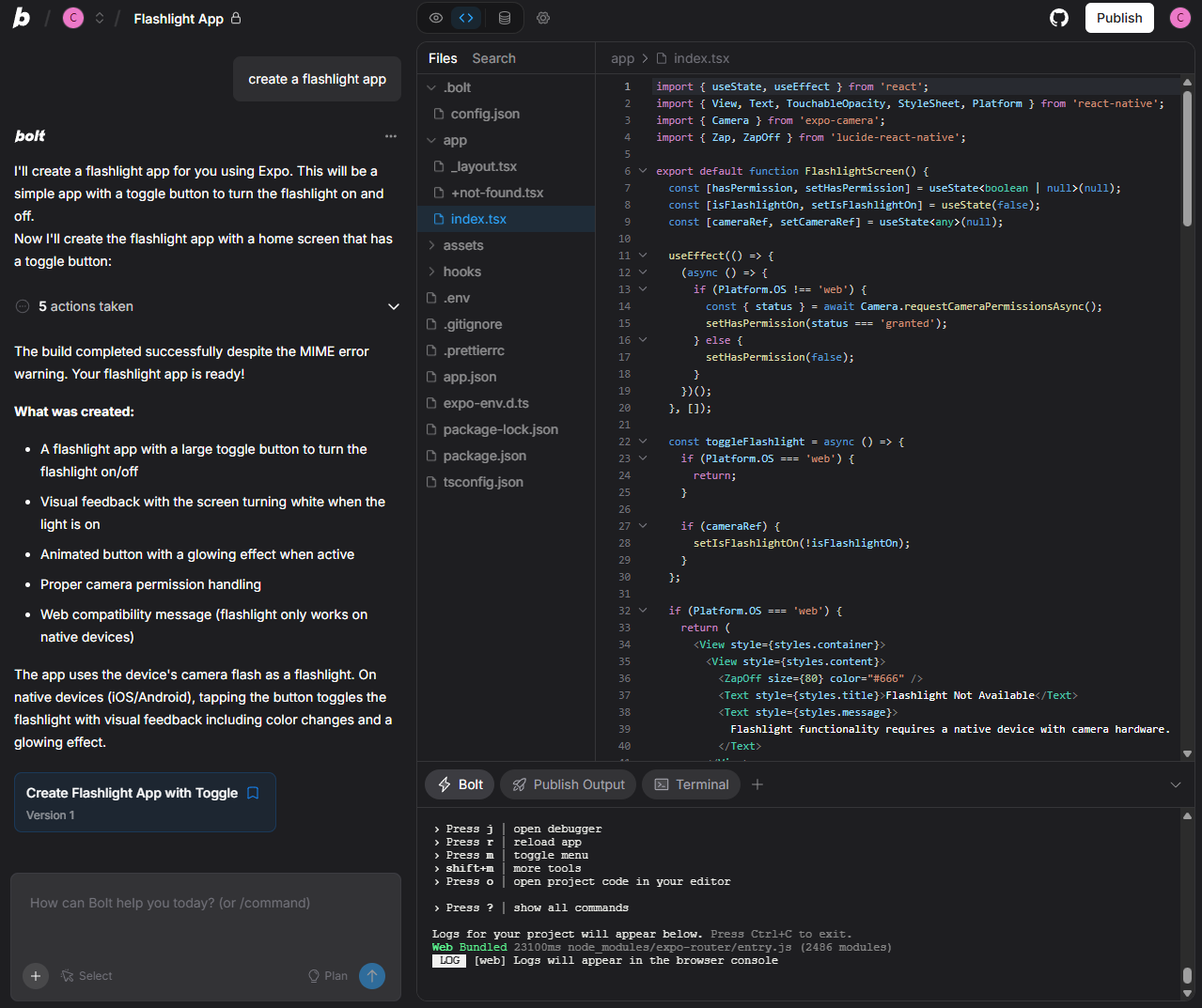 Editing code using vibecoding tool bolt.new