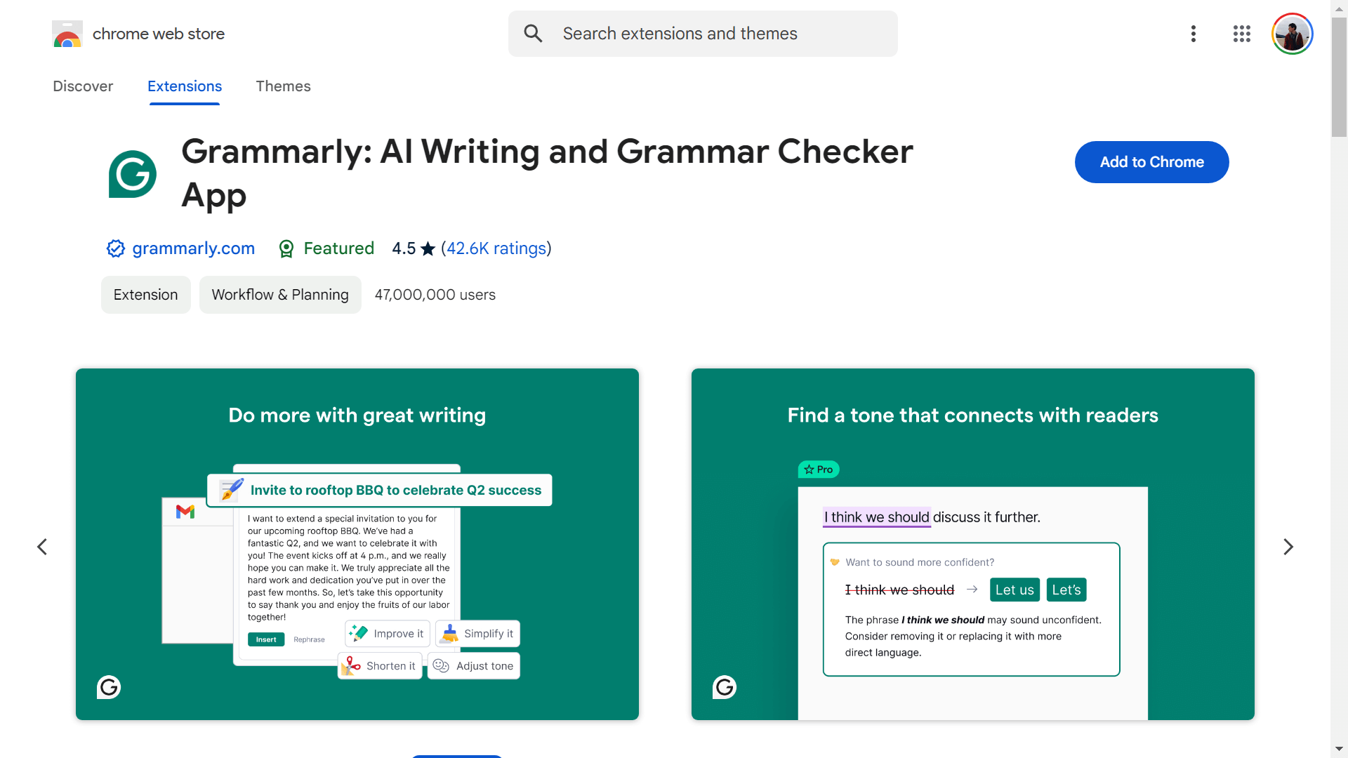 Grammarly extension