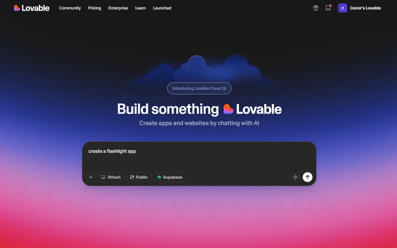 Getting ready to type a prompt into Lovable. Source: Tech.co Testing