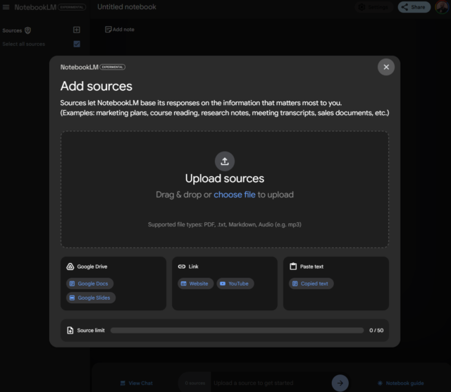 NotebookLM Add Sources