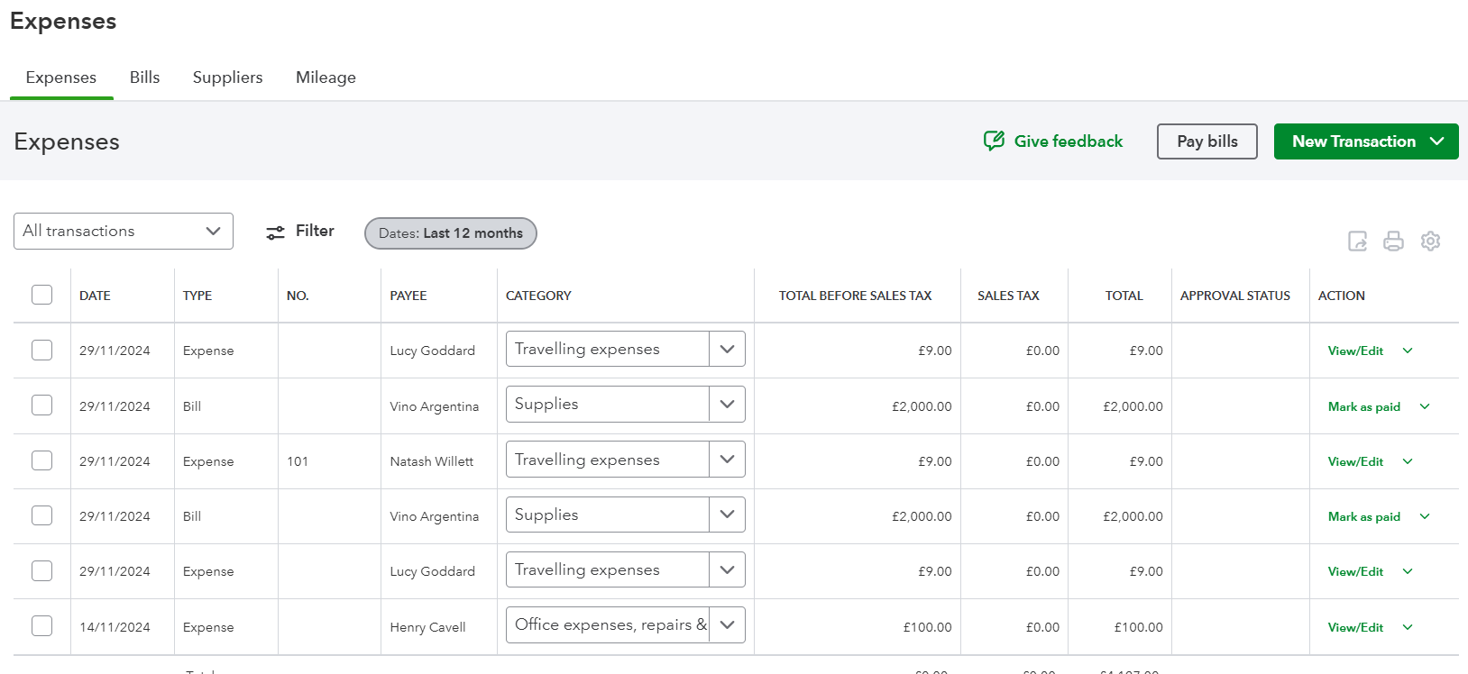 QuickBooks made it simple for us to track expenses right in the platform. Source: Tech.co testing