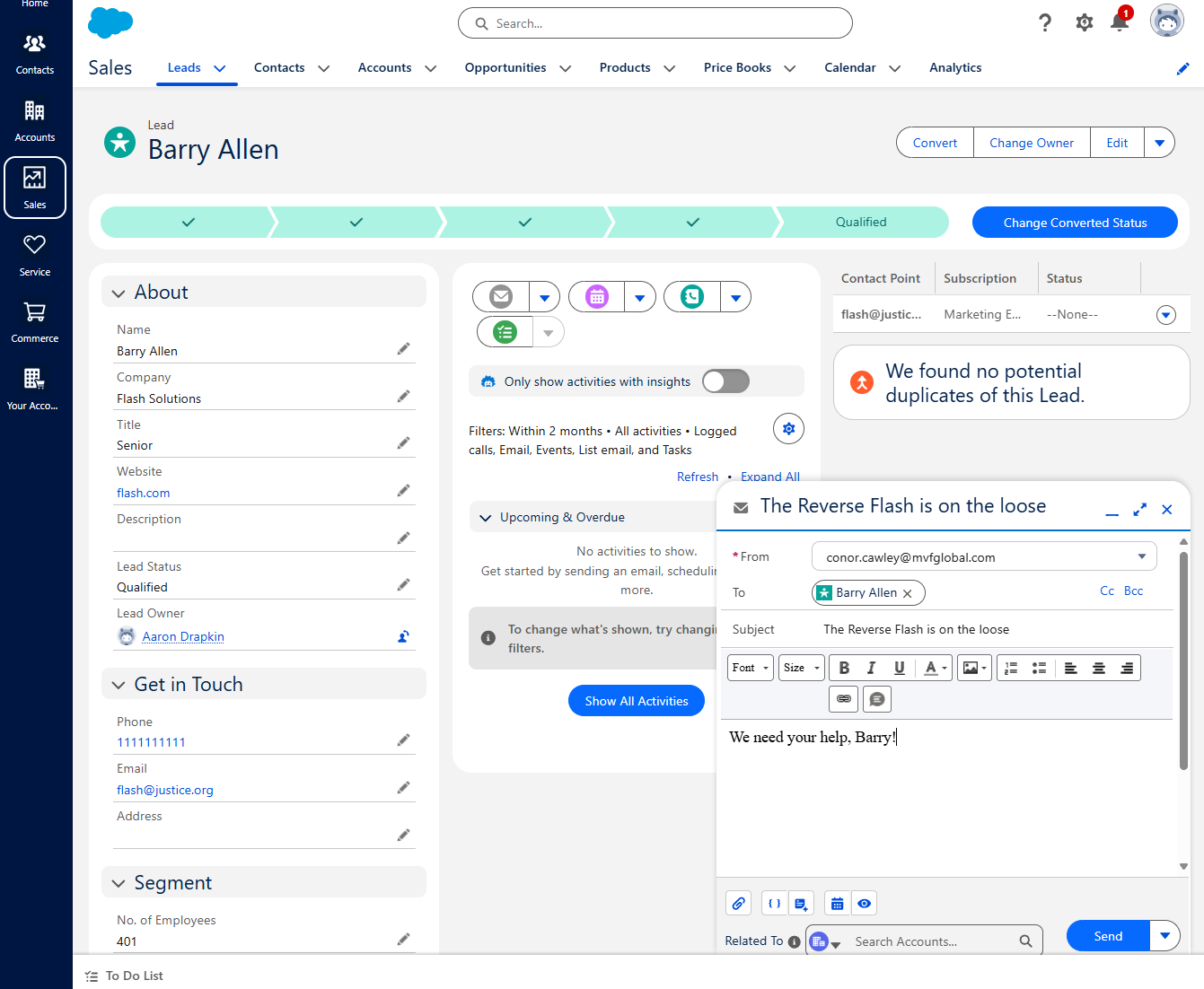 Replying to an Email within the Salesforce interface.