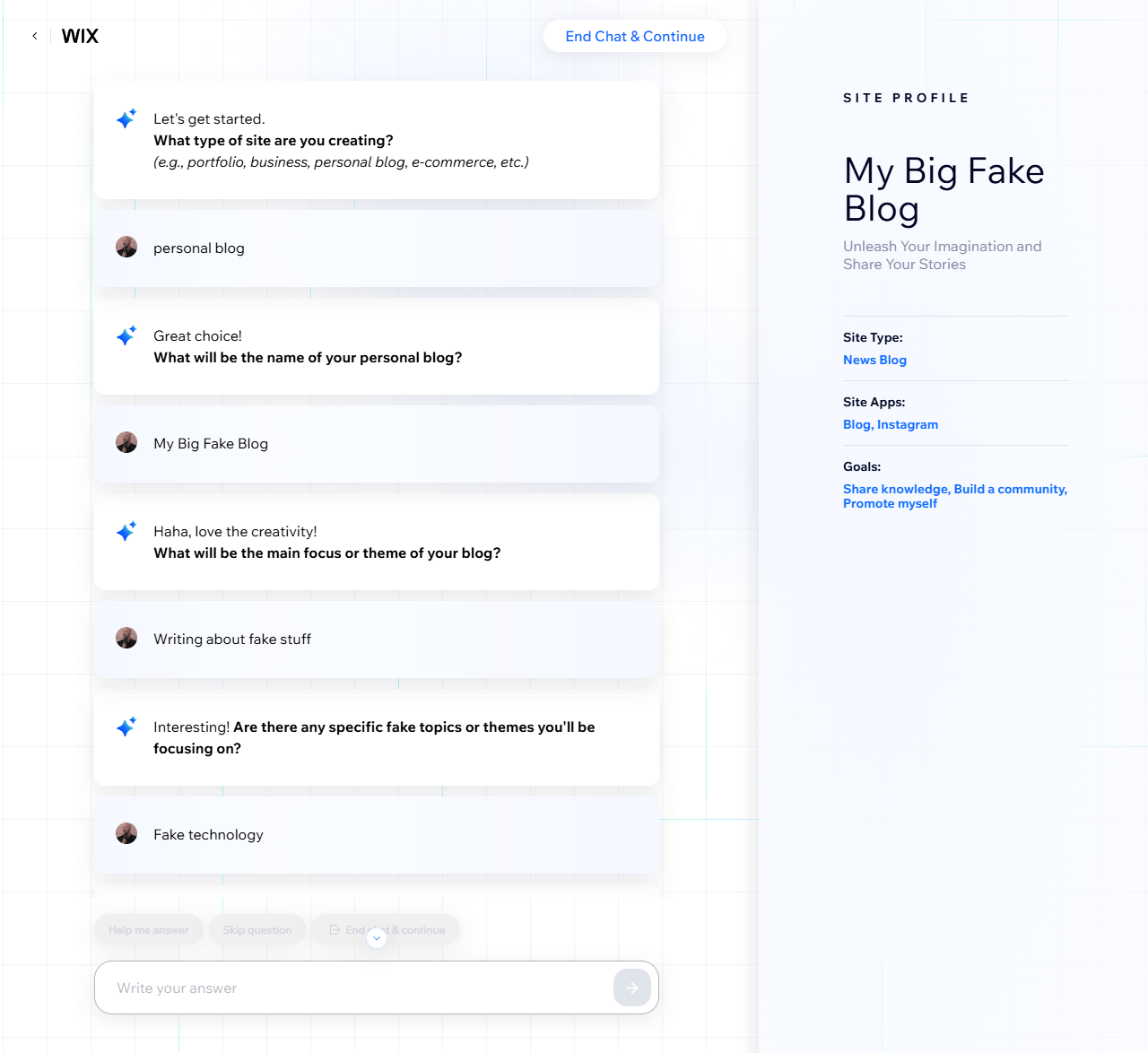 Wix AI Website Builder Chat