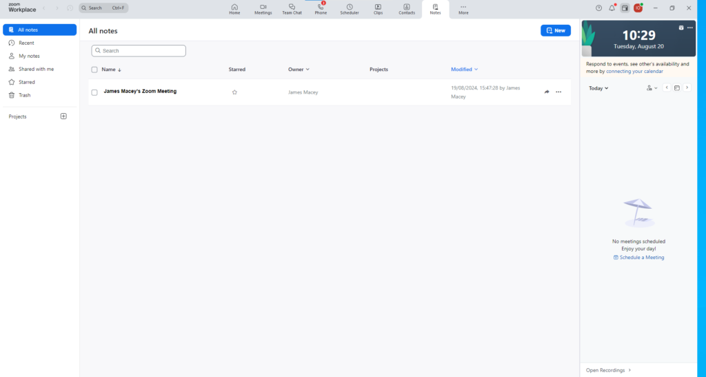 The dashboard in Zoom Phone. Source: Tech.co testing