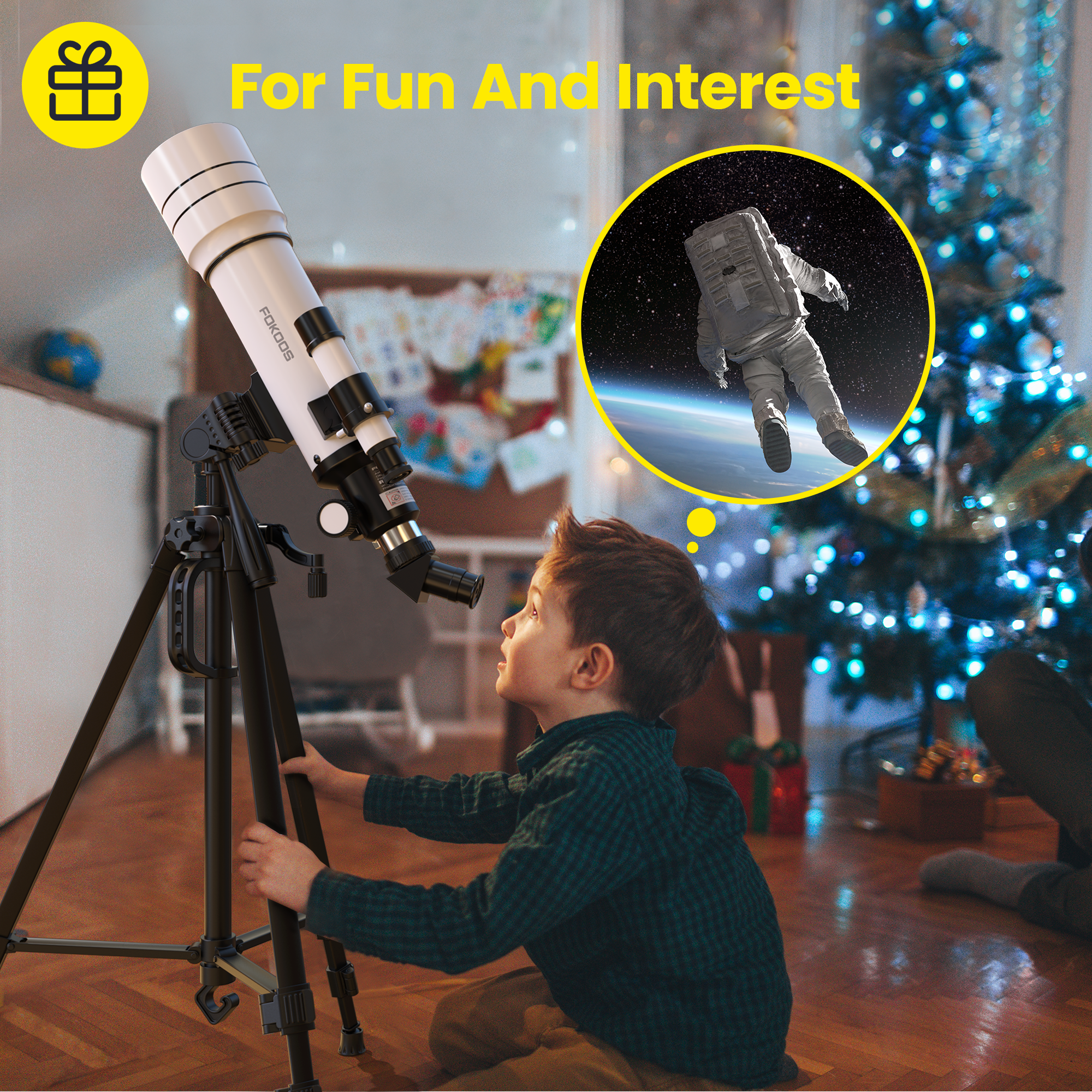 FOKOOS FT10 Telescope for Adults & Kids, 70mm Aperture 400mm AZ Fully Multi-Coated Mount Astronomical Refracting Telescope 20X-333X, Portable Tripod, Phone Adapter