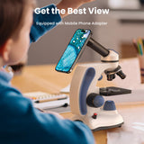 FOKOOS Microscope FD10,40X-1000X with 10pic Slides,Phone Adapter,Dual LED,Carrying Case,Binocular Compound Monocular Microscope kit for Kids Adults Students,Science School Lab Home Education
