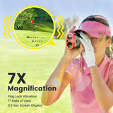 Golf Rangefinder with Slope, 1200 Yards Range Finder Golf, 7X Magnification Rangefinder for Golfing and Hunting, Laser Rangefinder with Flag-Lock Vibration, Rechargeable, IP54 Waterproof