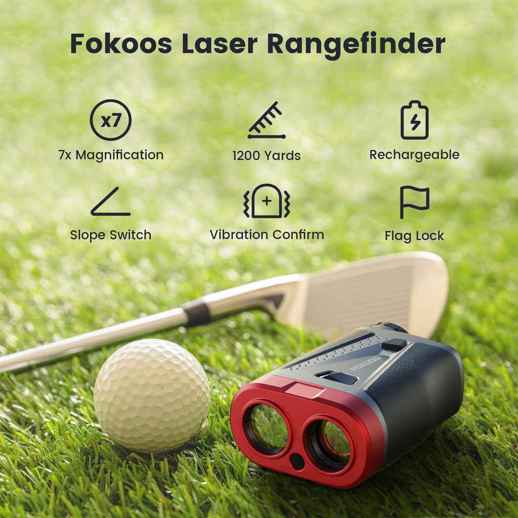 Golf Rangefinder with Slope, 1200 Yards Range Finder Golf, 7X Magnification Rangefinder for Golfing and Hunting, Laser Rangefinder with Flag-Lock Vibration, Rechargeable, IP54 Waterproof
